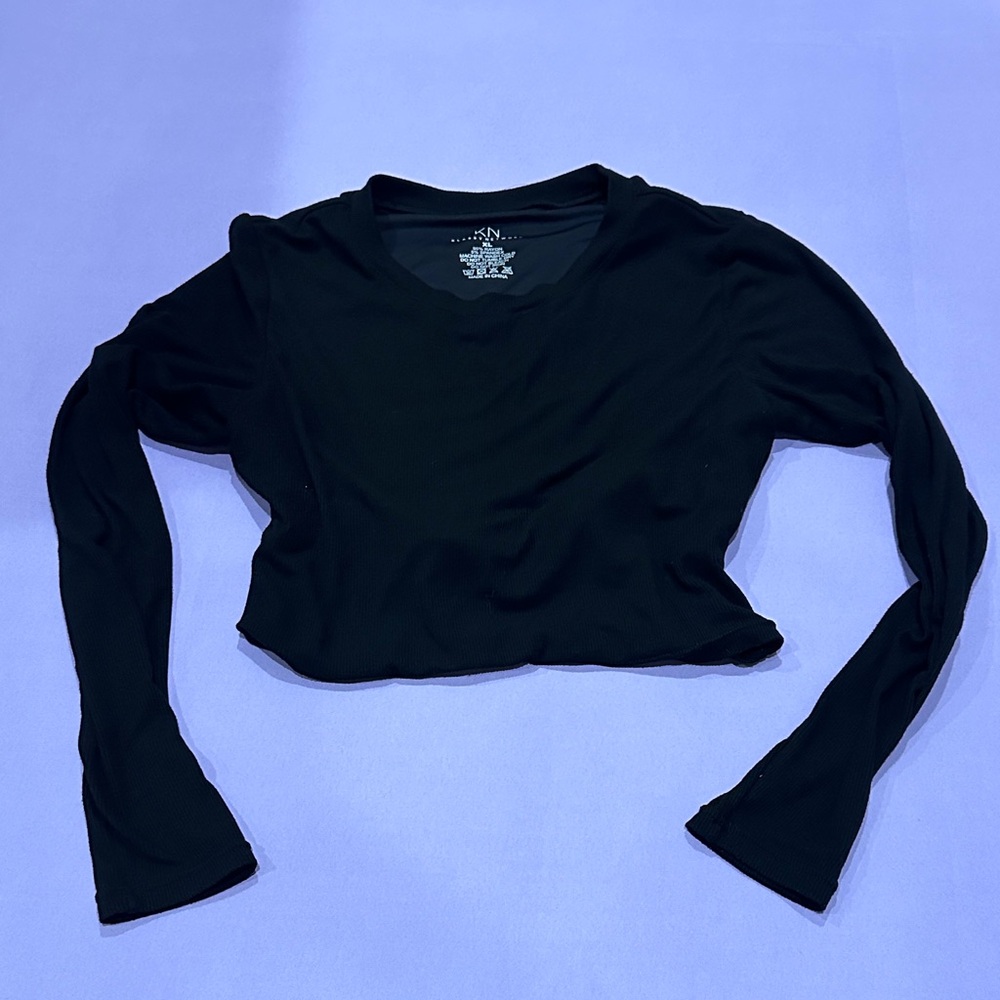 Klassy Network- Black Long Sleeve Top with Built in Bra